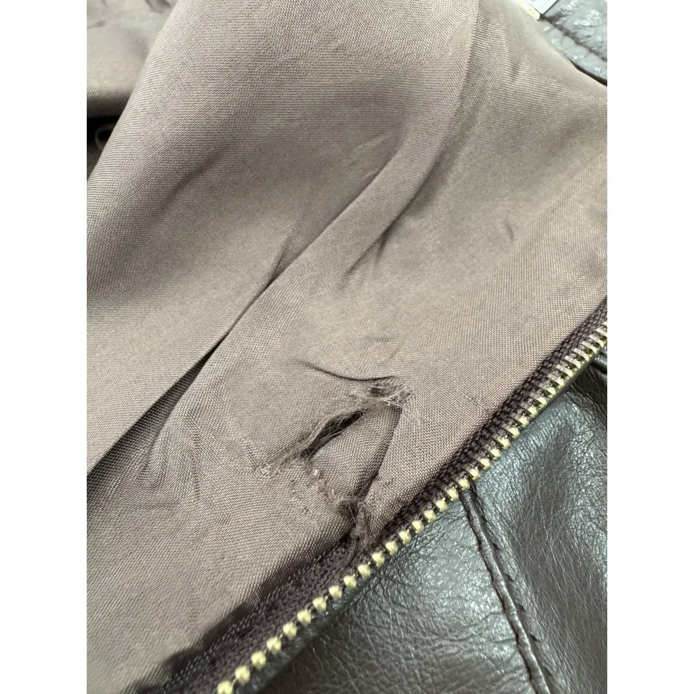 Vtg 90s Minimalist Brown Leather Pencil Skirt XS Office Career Corporate Chic
